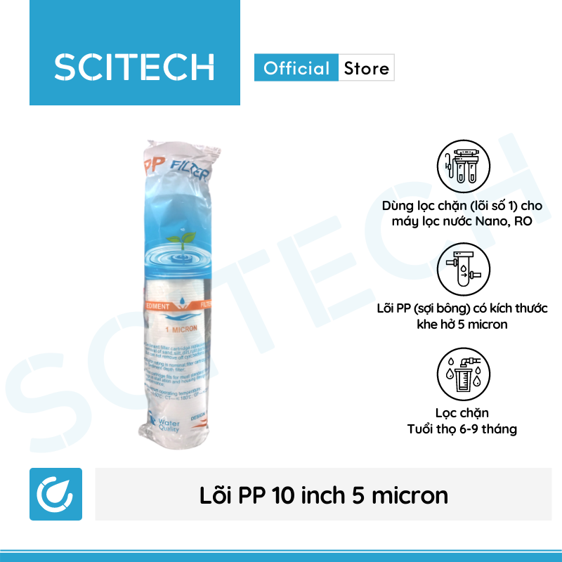 Bộ lõi số 1,2,3 Olsmo Pure 10 inch by Scitech - Dùng cho máy lọc nước RO, bộ lọc thô - Hàng chính hãng