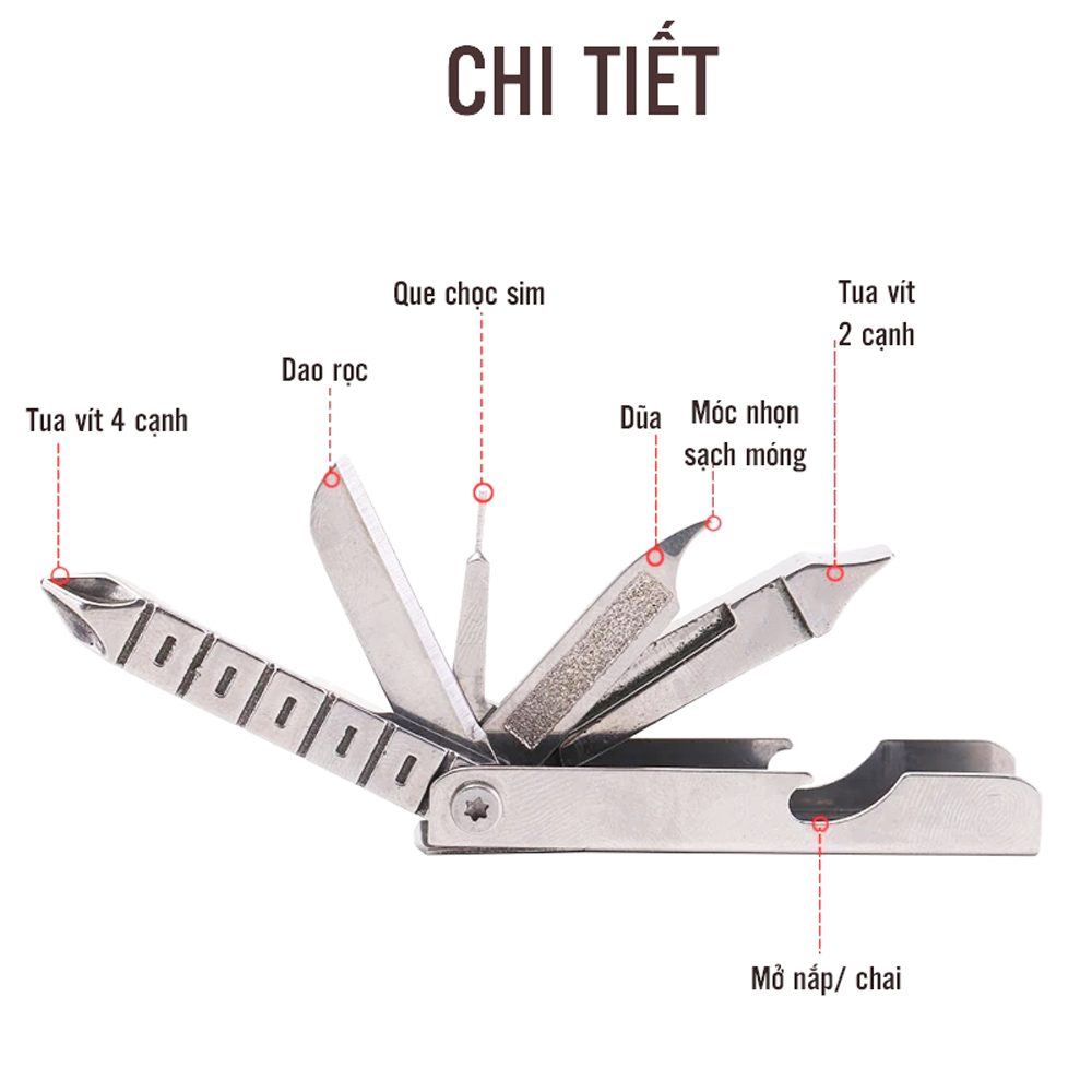 Móc Khóa Với Dụng Cụ Đa Năng EDC 12 Trong 1 Nhỏ Gọn, Dụng Cụ Đa Năng Gấp Gọn Bỏ Túi Nhiều Món Phù Hợp Cho Cắm Trại Ngoài Trời Du Lịch Mai Lee