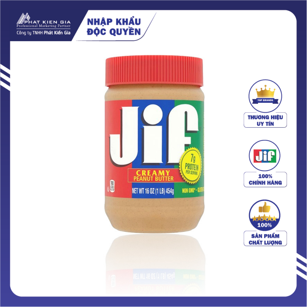 Bơ Đậu Phộng Mịn Jif 454g
