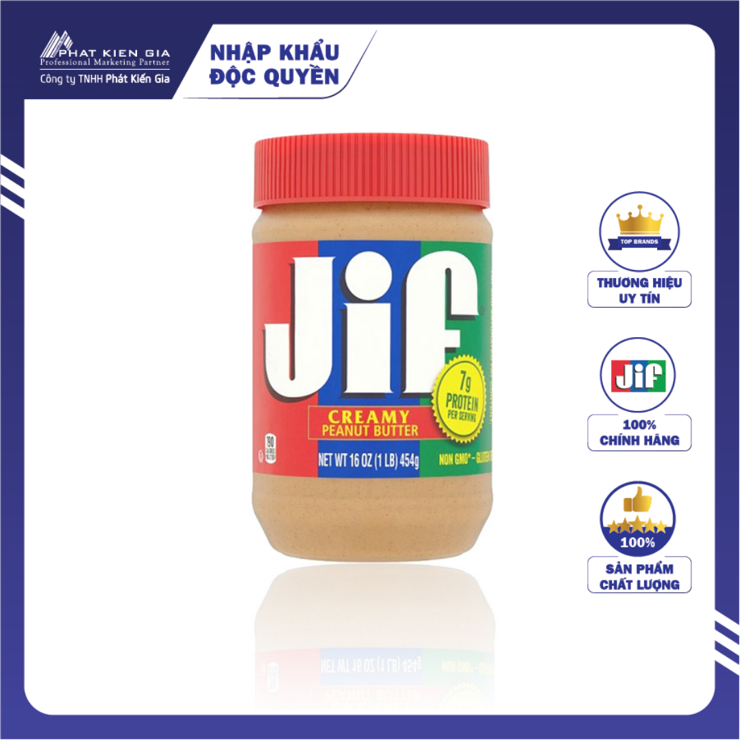 Bơ Đậu Phộng Mịn Jif 454g (Mỹ)