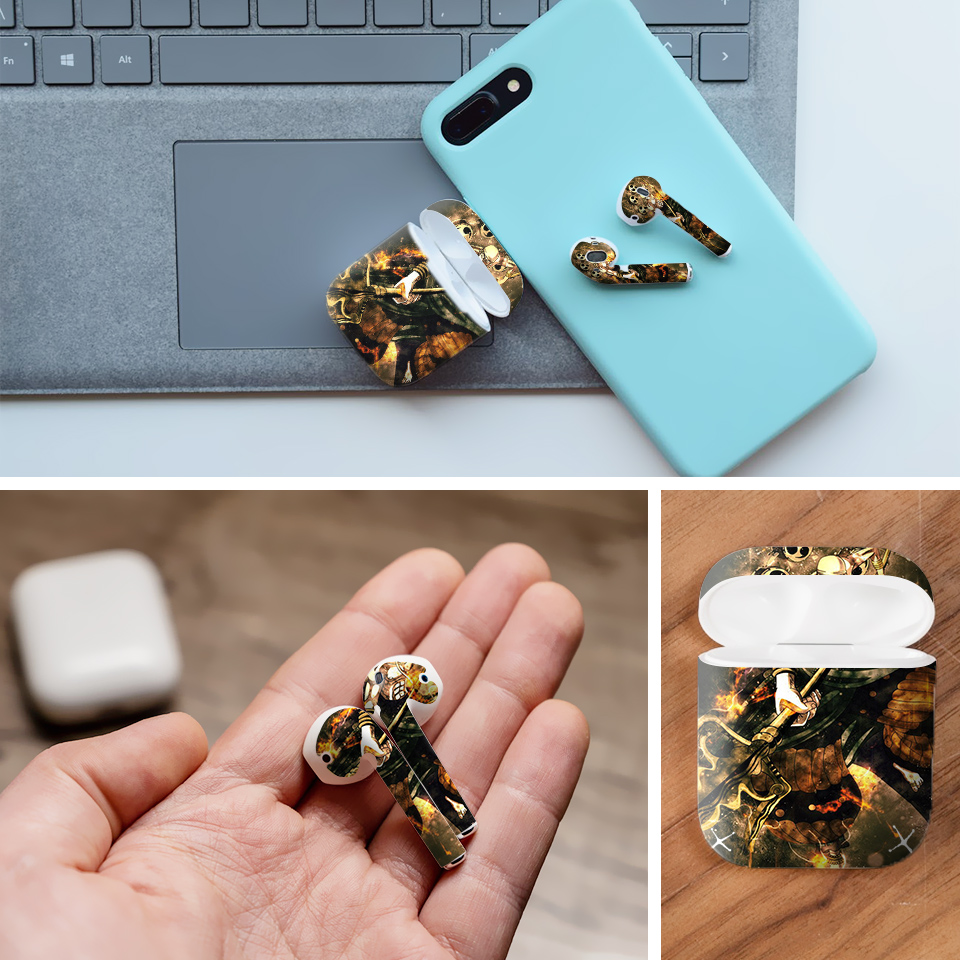 Miếng dán skin chống bẩn cho tai nghe AirPods in hình One Piece - OPi003 (bản không dây 1 và 2)