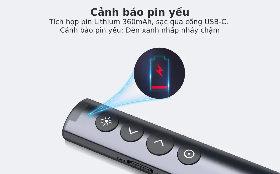 Bút trình chiếu Bluetooth dùng cho màn hình tương tác, LED Norwii N10S Pro laser màu xanh. HÀNG CHÍNH HÃNG CÓ BẢO HÀNH !!!