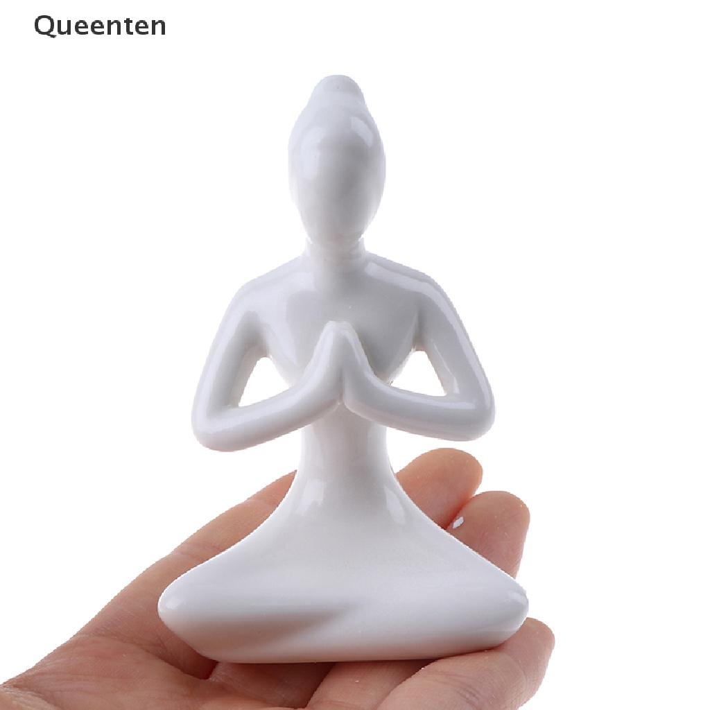 Queenten 6 Styles Meditation Yoga Pose Statue Figurine Ceramic Yoga Figure Decor Ornament QT