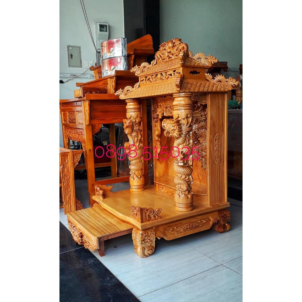 Bàn thờ thần tài mái ngói Cao Cấp 81 x 147cm - Đồ Gỗ Vinh