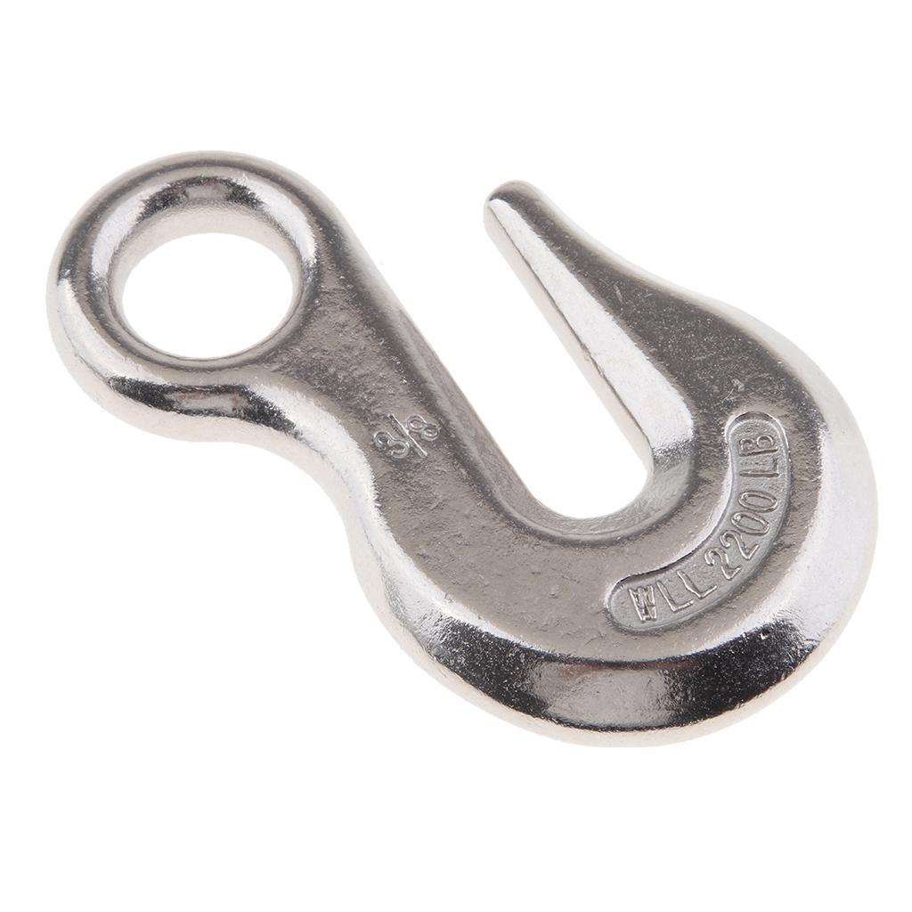 3/8" Eye Hoist Lifting Hook for Wire Rope Winch Cable Stainless Steel