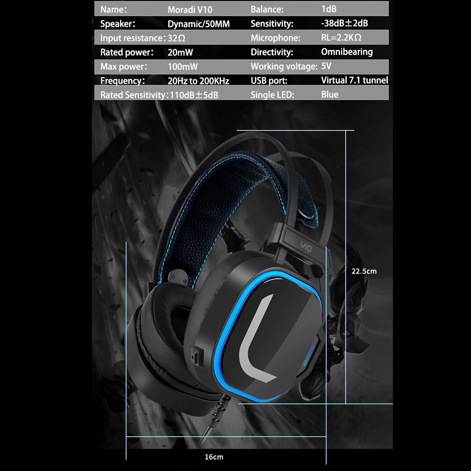 7.1 Stereo Over Ear Gaming Headset Headphone with LED Light for Gamer for PC Laptop