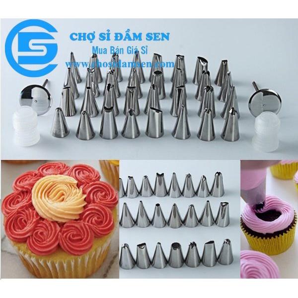 Hộp 32 đui bắt bông kem kèm chốt và túi đựng kem trang trí bánh G223-BatKemLL