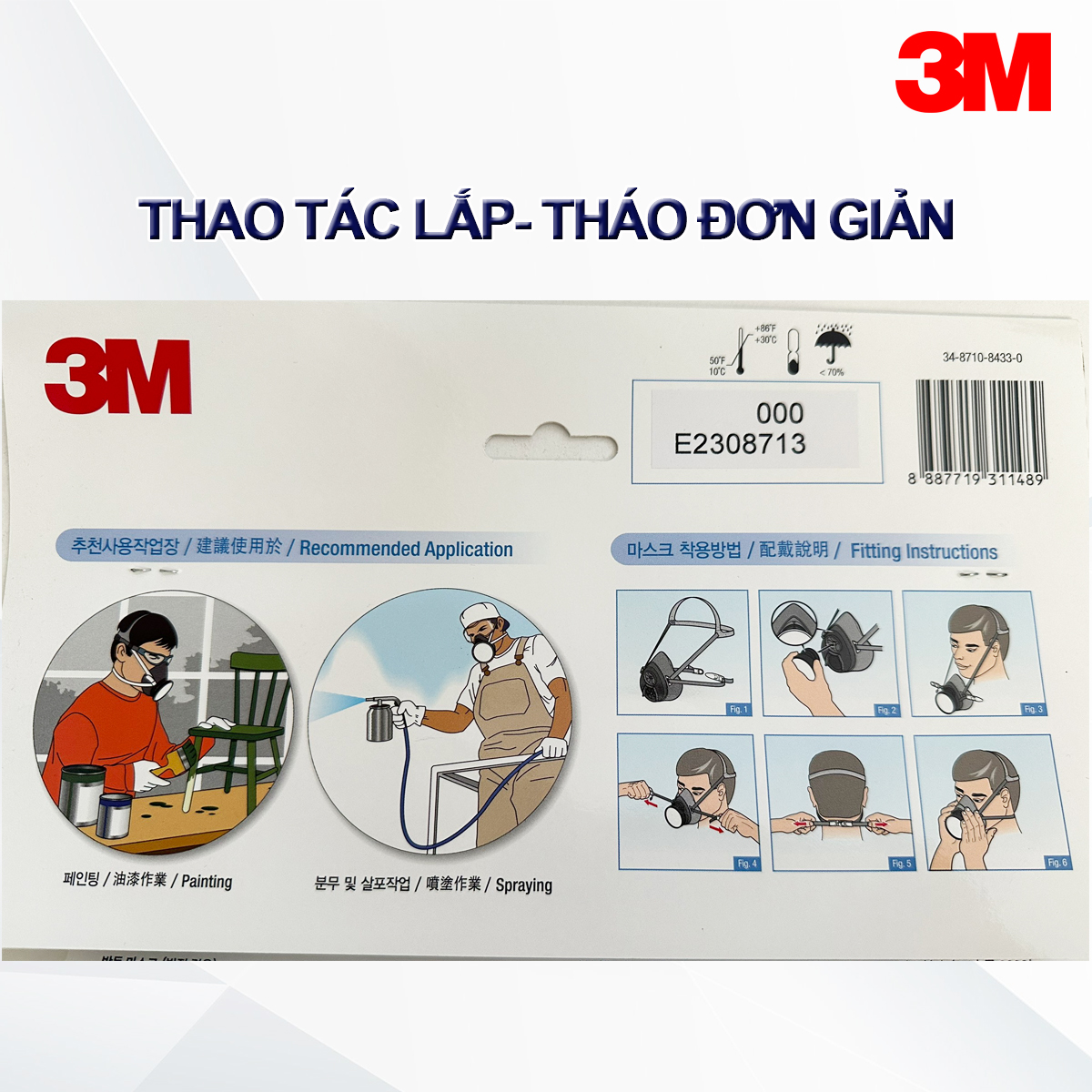 Bộ Mặt Nạ phòng độc 3M 3200- 55  Sử Dụng 1 Phin Lọc. Chống hóa chất , hơi , khí độc trong khi sơn, phun thuốc nông nghiệp,...