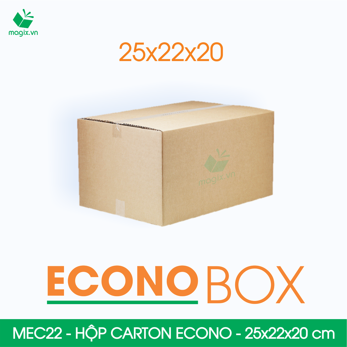 MEC22 - 25x22x20 cm - Combo 60 thùng hộp carton trơn siêu tiết kiệm ECONO