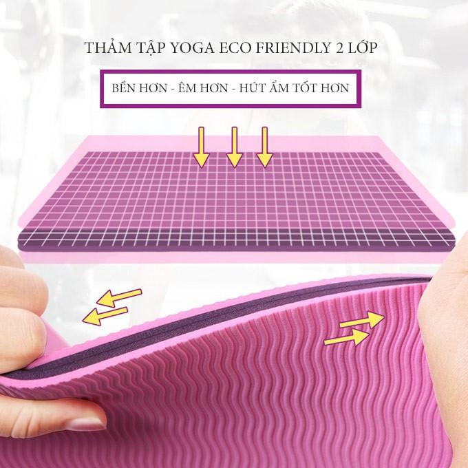 Thảm Tập Yoga 6mm Cao Cấp, Thảm Yoga TPE 2 Lớp Cao Cấp Chống Trượt, Thảm Tập Gym Yoga Pilates, Thảm Yoga TPE