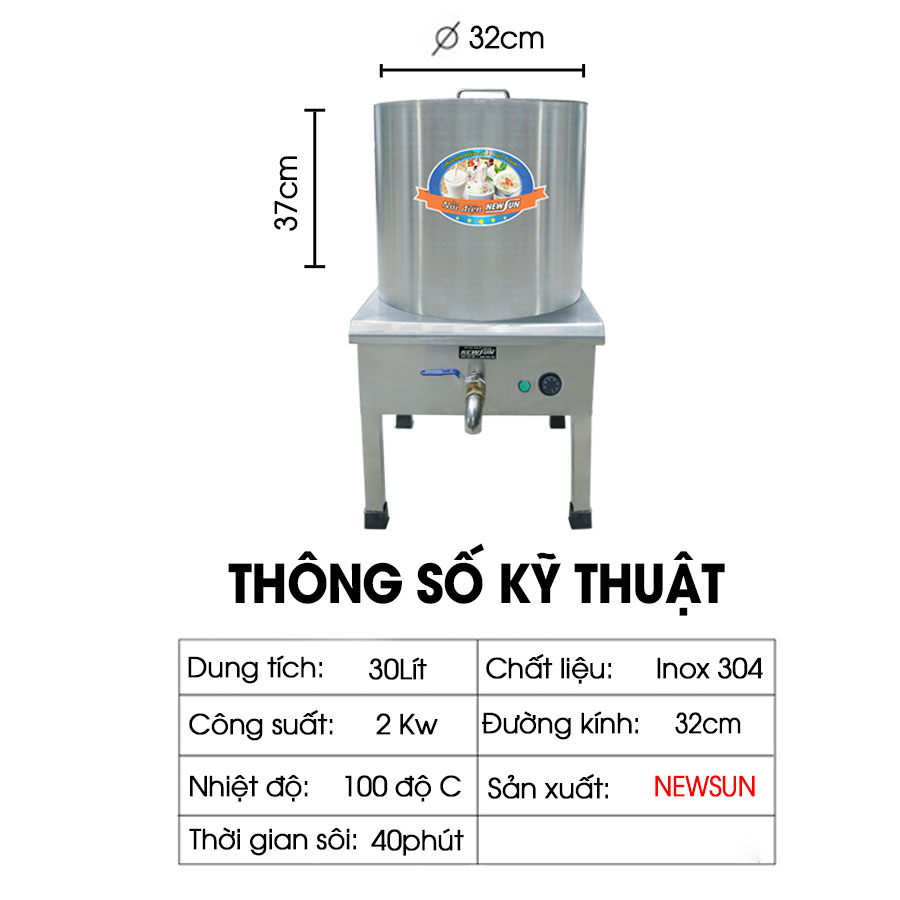 Nồi Nhúng Trần Bánh Phở Điện Liền NEWSUN 30L - Hàng chính hãng