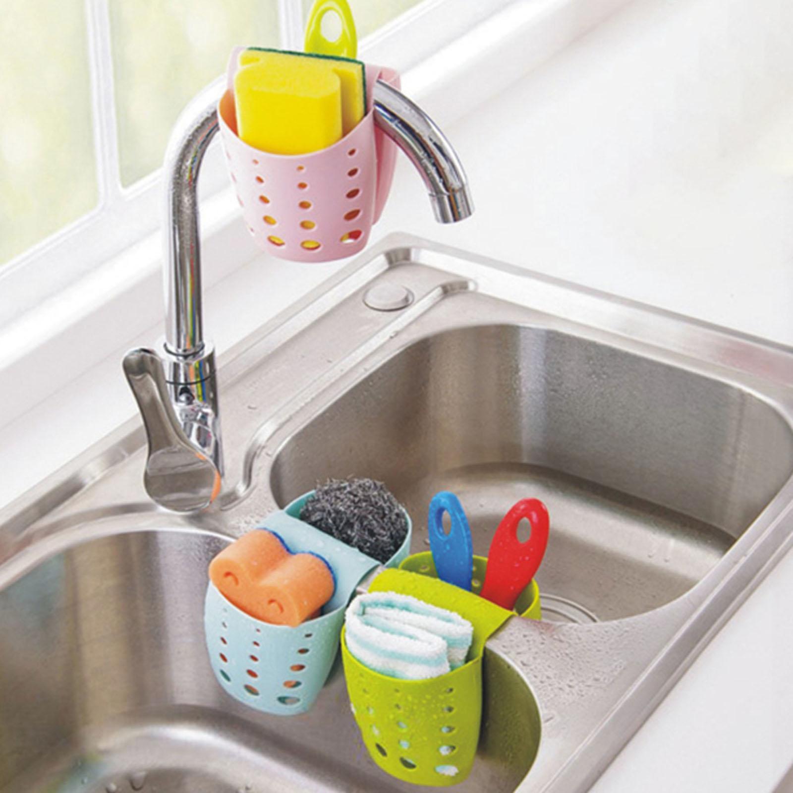 Kitchen Sink Sponge Holder Soap Caddy Organizer Blue