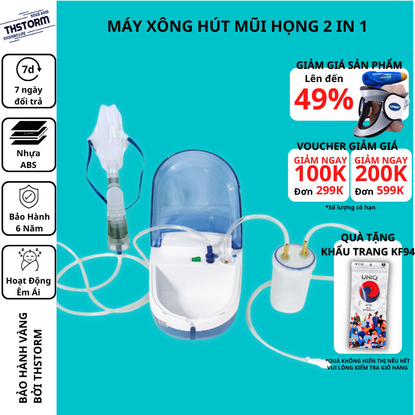 Máy Khí Dung Dotha Hibaby DT-006 Kiêm Hút dịch Mũi 2 trong 1 phụ kiện phòng ngủ