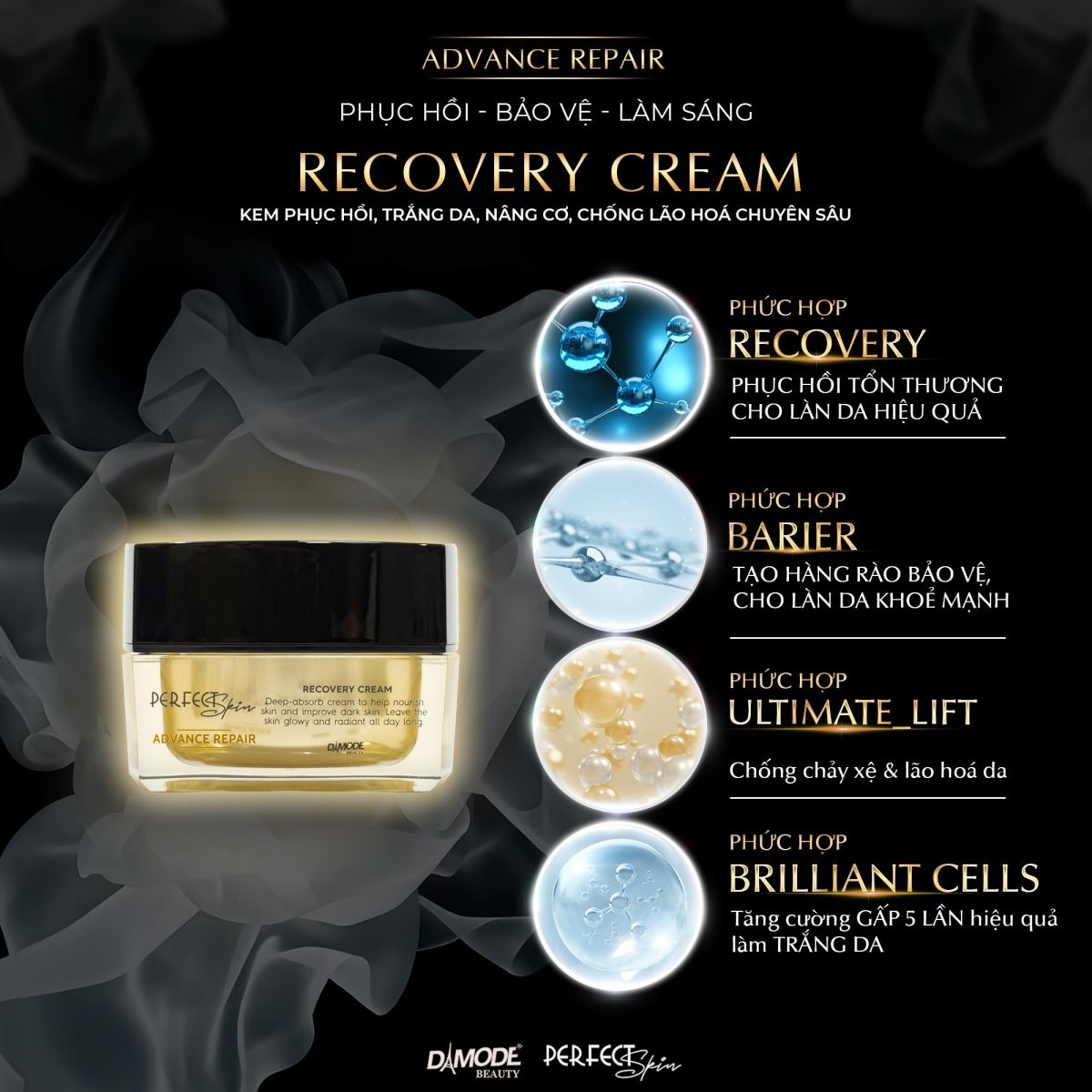 Kem phục hồi dưỡng trắng da nâng cơ ADVANCE REPAIR REVOVERY DAMODE hủ 30gr