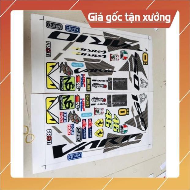 Tem rời Vario 150 xám đen in decal trong