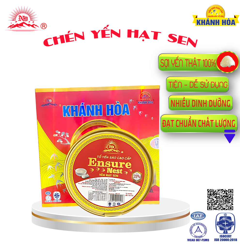 Yến Chén Khánh Hoà Ensure Nest Chưng Đường Phèn 39% yến tổ 140ml