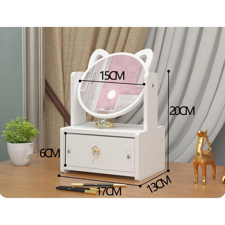 Kệ mỹ phẩm mèo kèm gương tai mèo xinh xắn