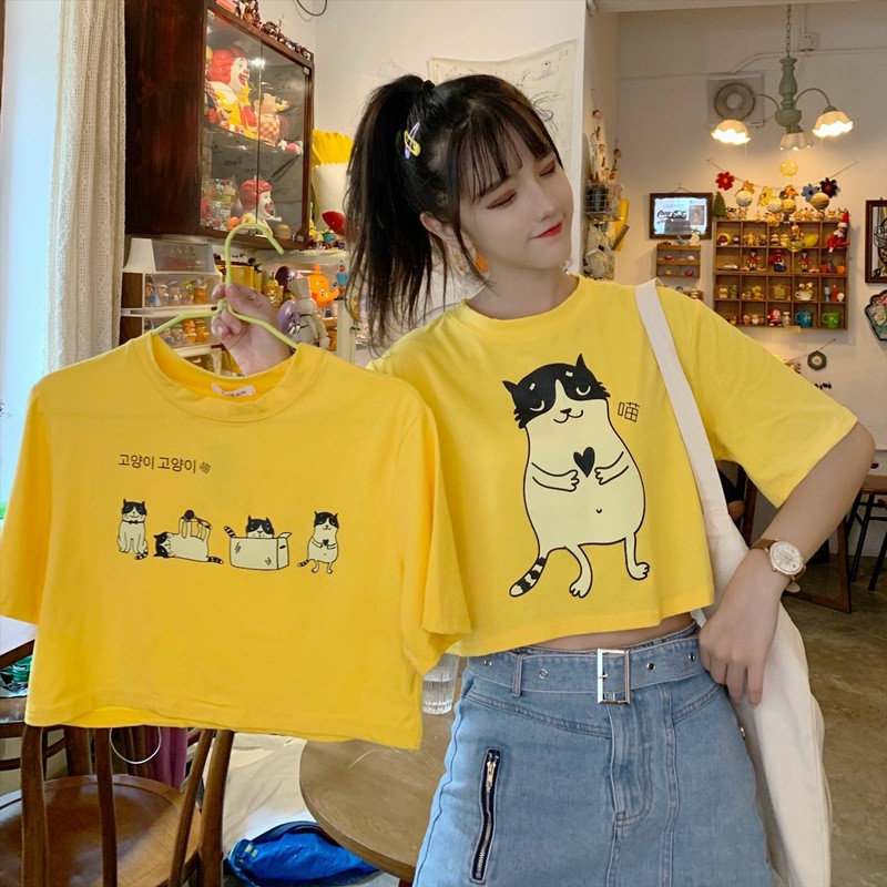 Áo Croptop Vải Citi Mèo Đáng Yêu - CR10