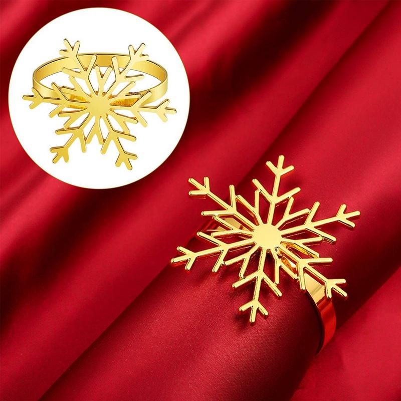 12Pcs Christmas Snowflake Napkin Rings Napkin Holder for Christmas Dinners Parties, Everyday Table Decoration Accessory