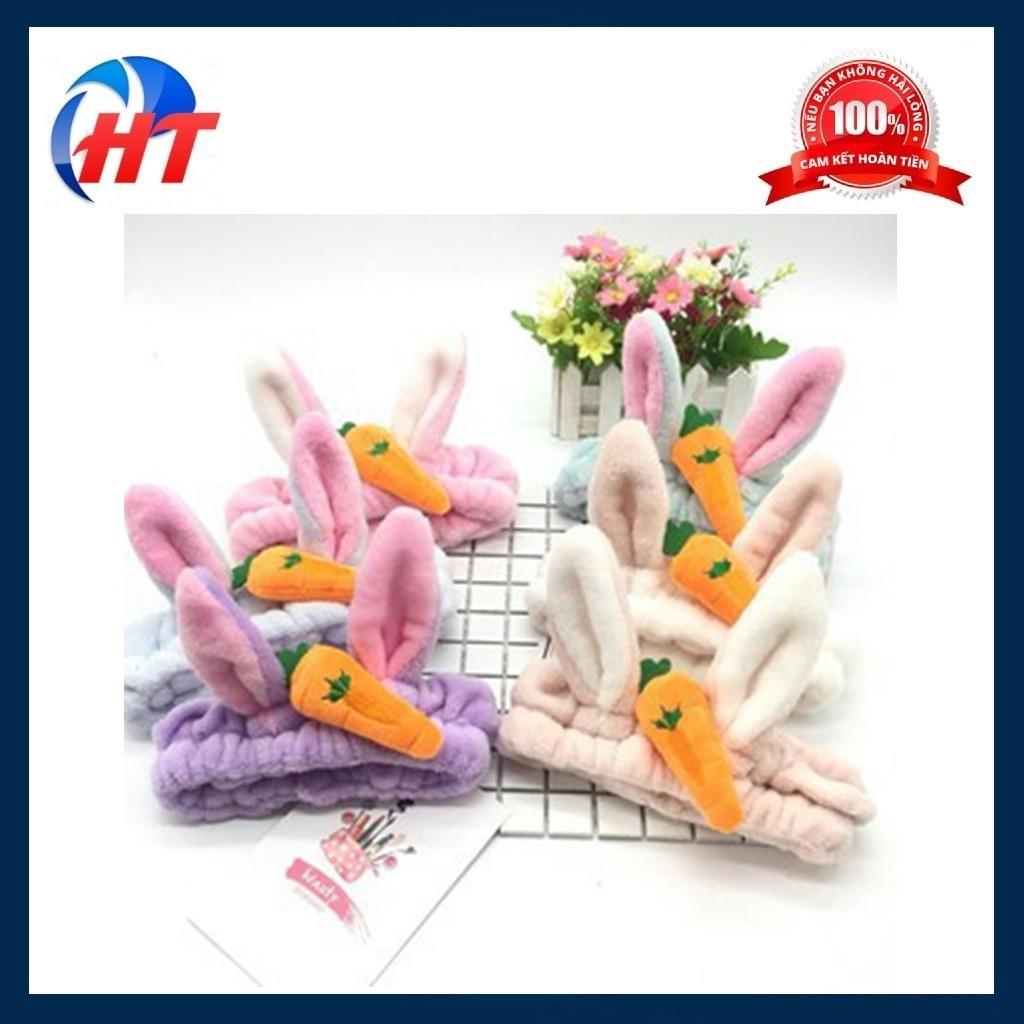 Băng Đô Turban 3D Cà Rốt Tai Thỏ Vải Nhung Xinh Xắn