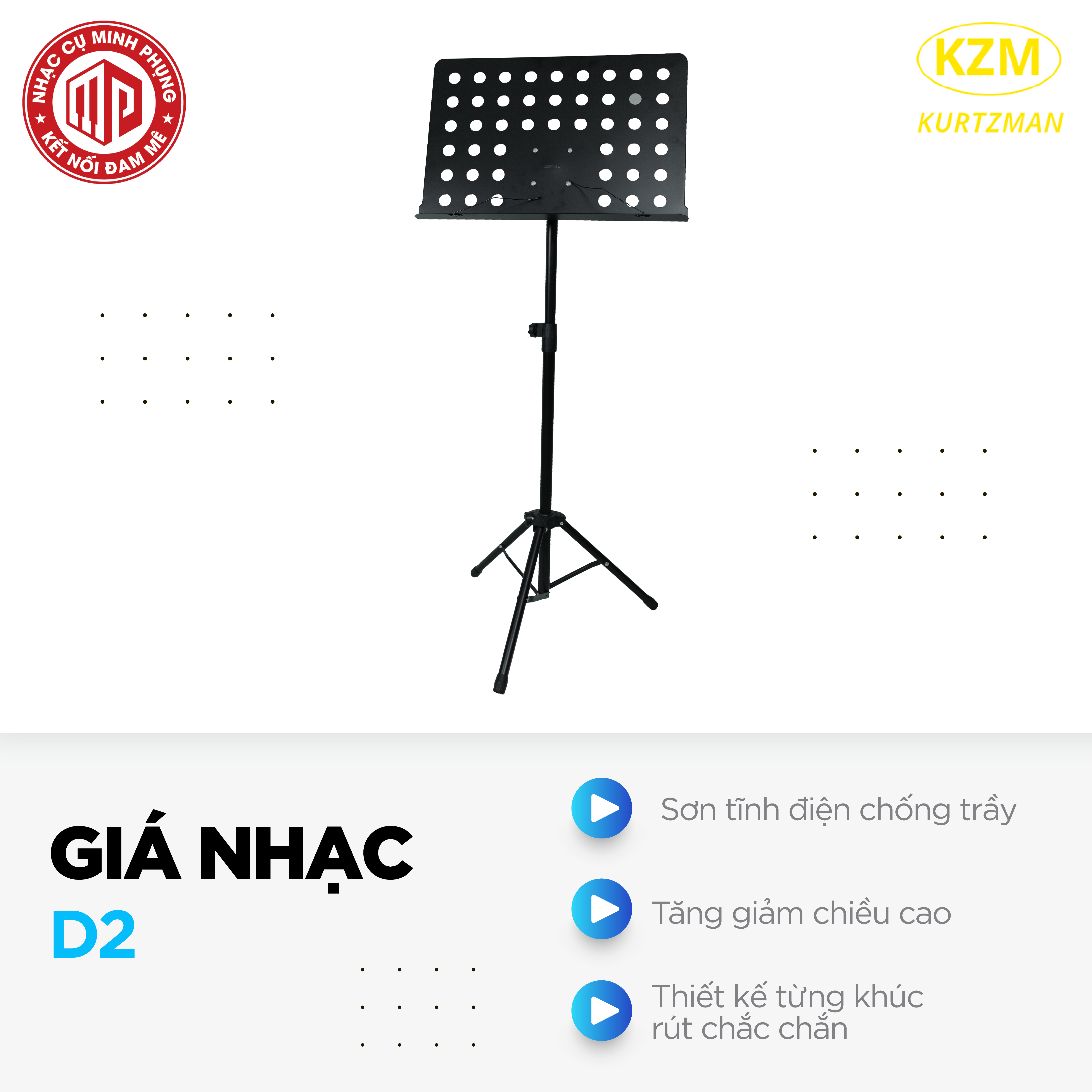 Giá nhạc trưởng/ Giá để sách nhạc cao cấp - Kzm Kurtzman D2 - Đa chức năng - Hàng chính hãng