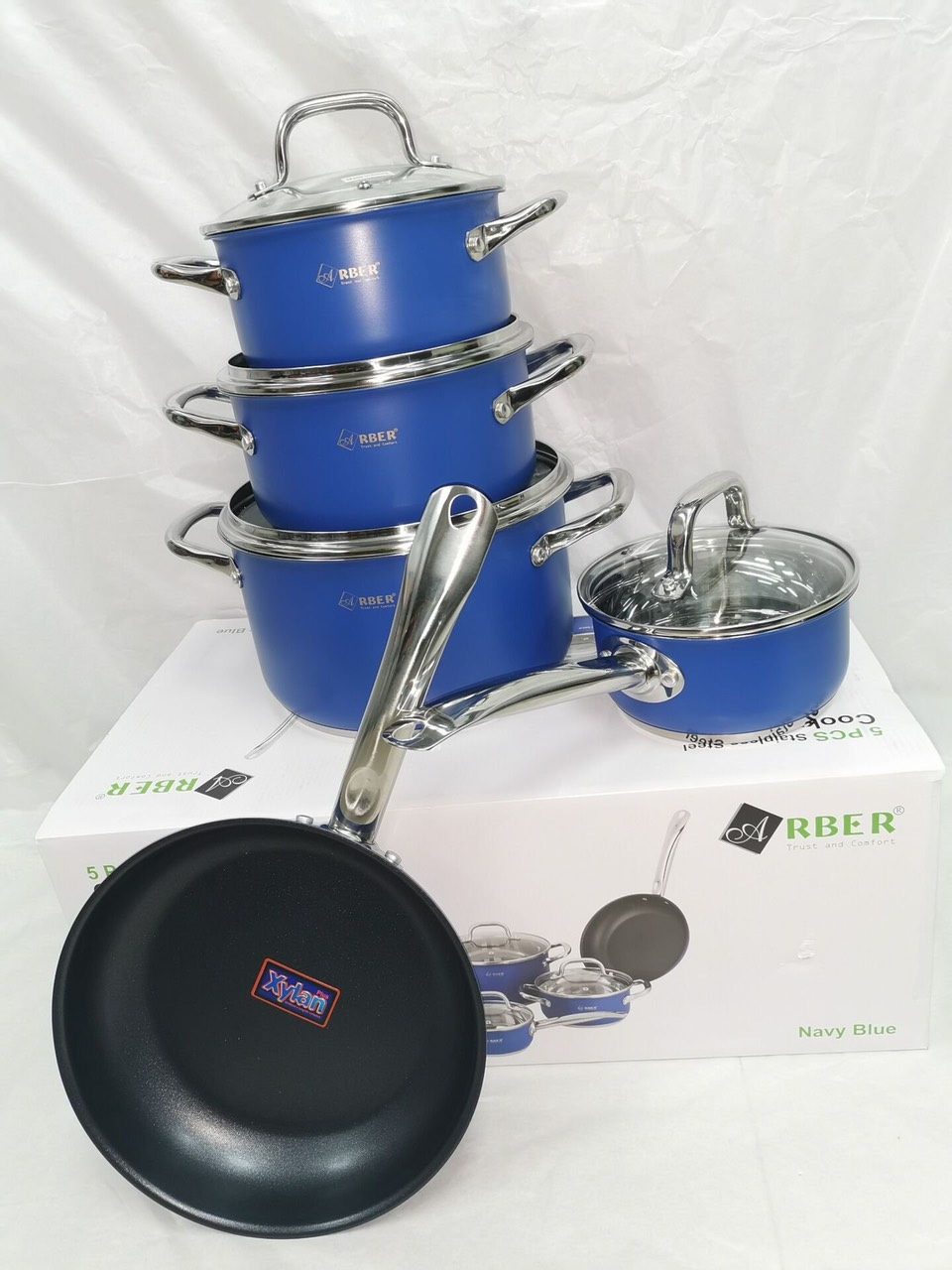 BỘ 5 NỒI CHẢO ARBER INOX NAVY