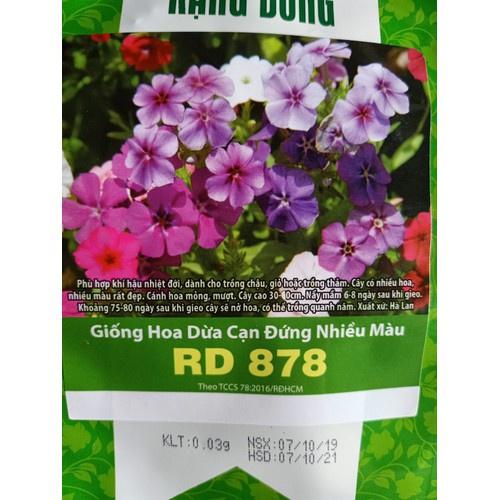 Hạt Giống Hoa Dừa Cạn Đứng Nhiều Màu RD 878 (0.03gr) RẠNG ĐÔNG nhiều hoa, nhiều màu rất đẹp. Cánh hoa mỏng, mượt