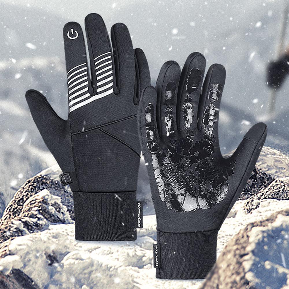 Kyncilor Cycling Gloves Waterproof Touchscreen Gloves Winter Warm Gloves Windproof Anti-slip Sports Thermal Gloves