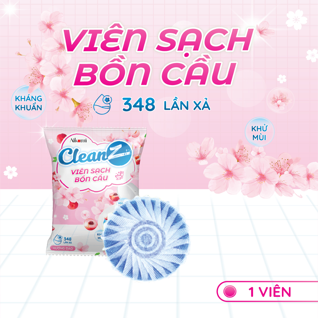 Viên thả bồn cầu CleanZ thế hệ mới sạch khuẩn thơm mát tẩy sạch mảng bám khử mùi diệt vi khuẩn toilet