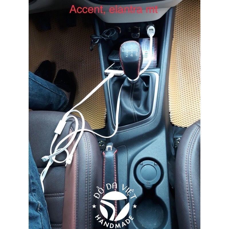 Bọc cần số, phanh tay Hyundai ACCENT, ELANTRA SỐ SÀN da bò thật 100%, bảo hành 2 năm,