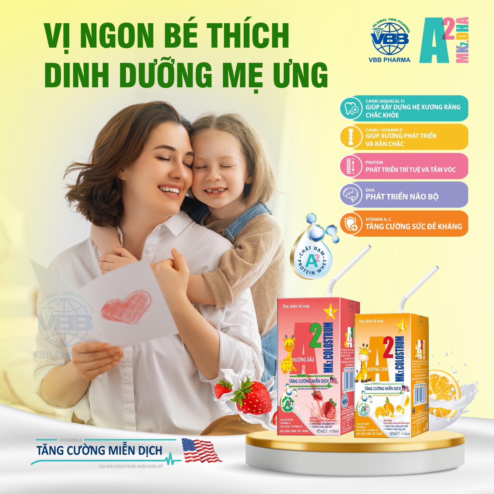 Sữa pha sẵn trái cây A2 MK7 Colostrum 110ml