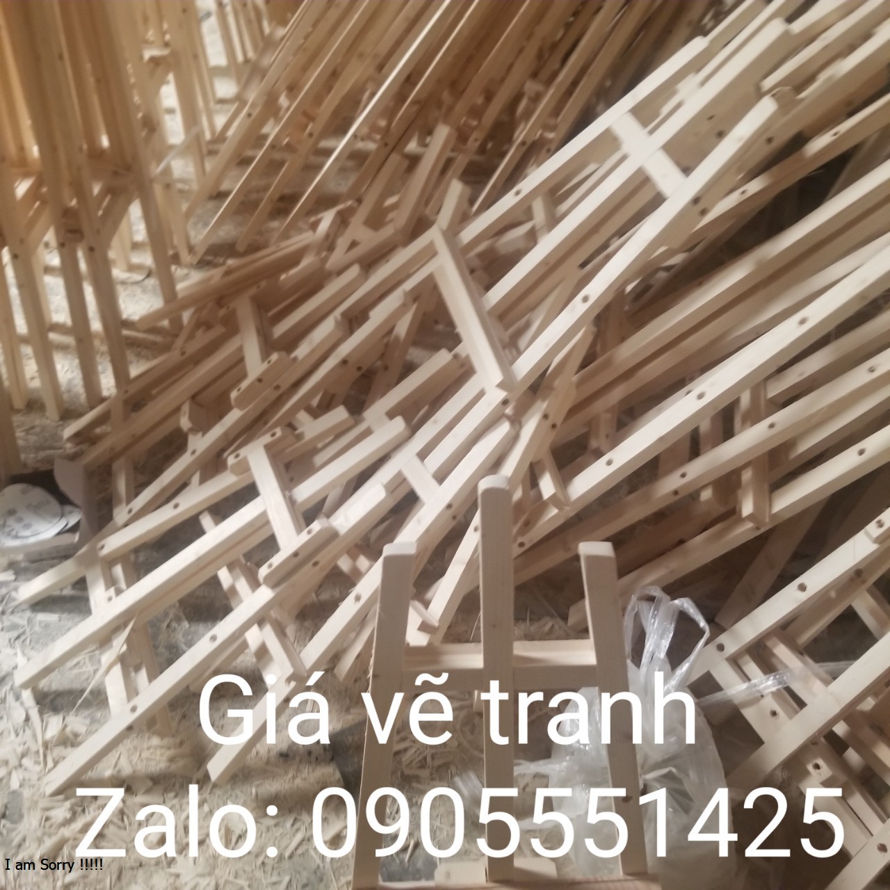 Giá vẽ tranh cao 1,3 mét có tân đưa cao thấp, gỗ thông tự nhiên.