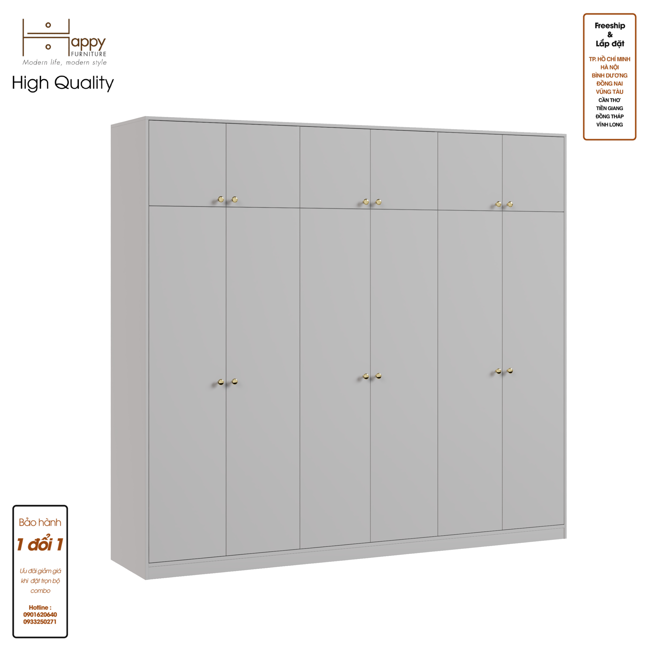 [Happy Home Furniture] ELEGANT, Tủ quần áo 2m4x2m2 , 240cm x 54cm x 220cm ( DxRxC), TCM_044