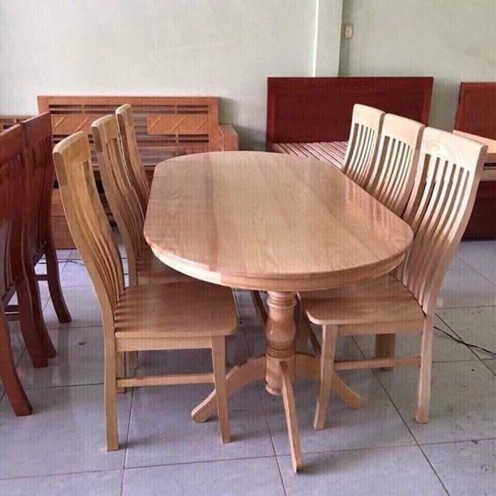 Bàn ăn bầu dục 6 ghế