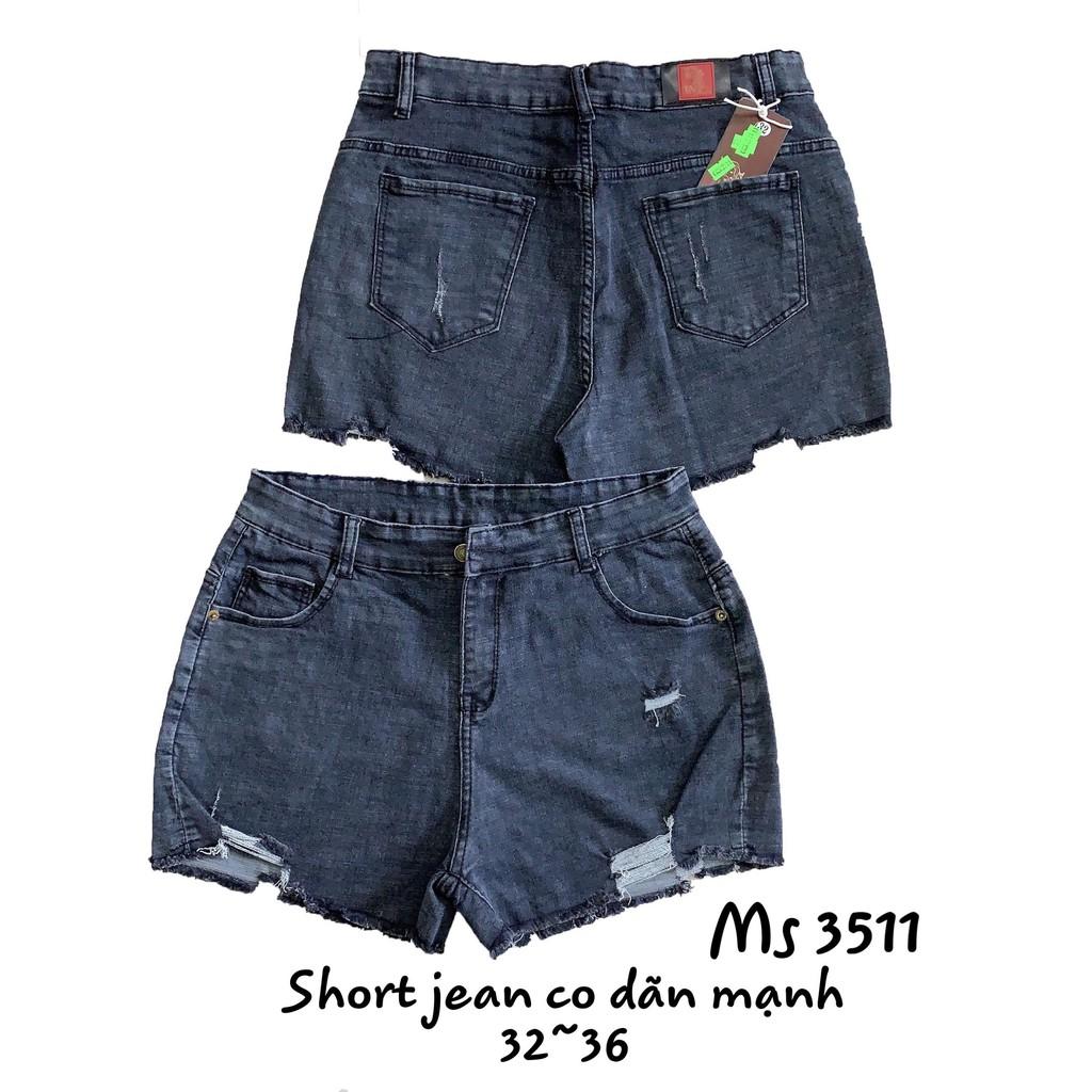 Quần short jean nữ Big Size lưng cao trên rốn, co dãn mạnh, in hoa cúc đang hot 3453