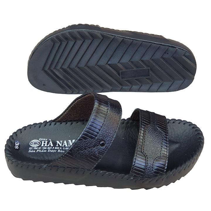 Dép Nam Quai Ngang HÀ NAM Da Bò Thật Cao Cấp DNA2083c