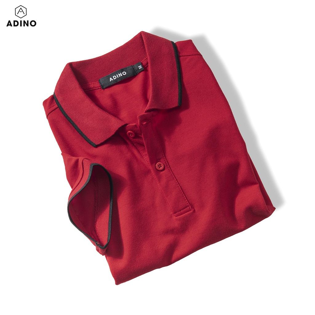 Hình ảnh Áo polo nam nữ áo polo đôi áo polo nhóm ADINO 6 màu phối viền vải cotton co giãn dáng công sở slimfit hơi ôm trẻ trung