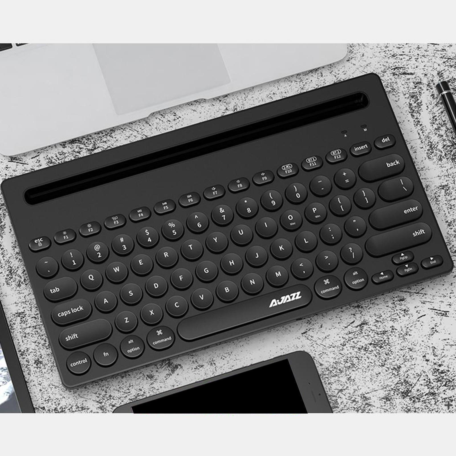 Gaming 2.4G Wireless BT Dual-mode Keyboard 79 Keys Retro Round Key Plug&play