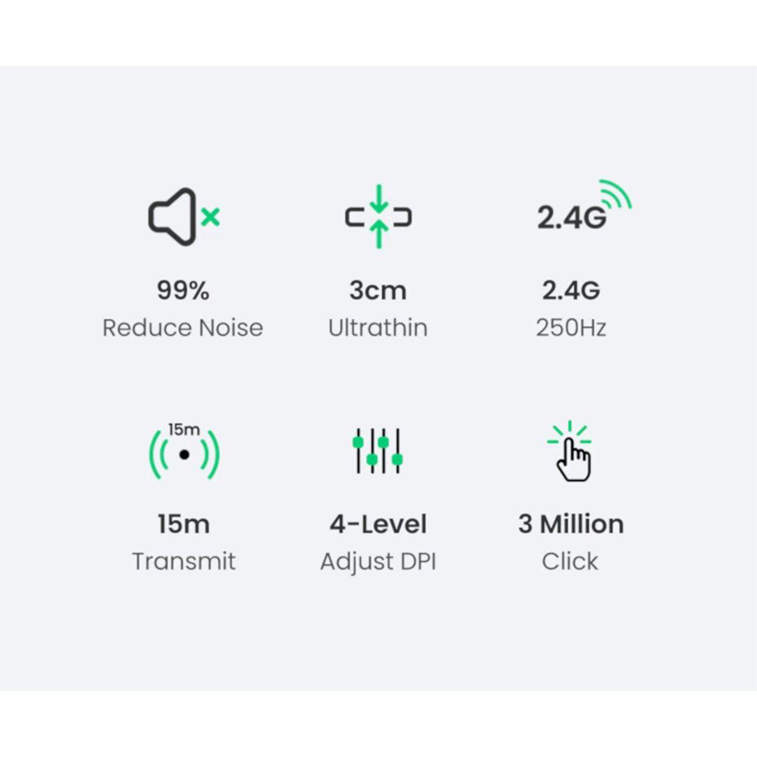 Ugreen UG90372MU001TK 4000dpi 10M 2.4g Màu Đen Chuột không dây - HÀNG CHÍNH HÃNG