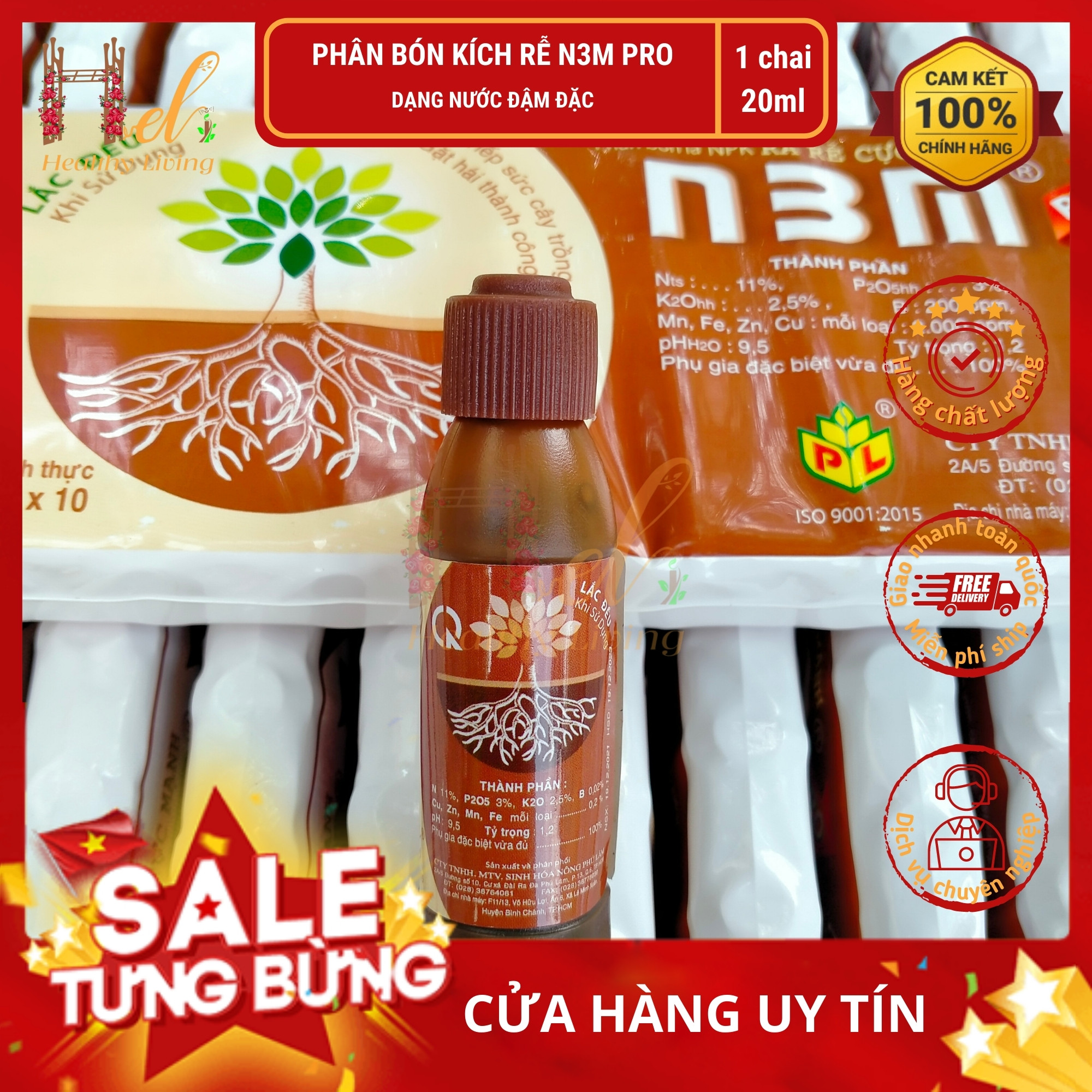 Phân Bón Lá, Kích Rễ Cực Mạnh N3M Dạng Nước Đậm Đặc 20ml