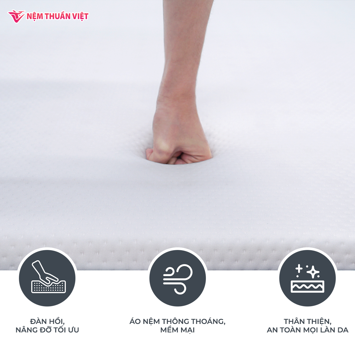 Nệm Foam Phân Vùng Thuần Việt 3'zone Felix - Miễn Phí Vận Chuyển, Bảo Hành 12 Năm, Trả Góp 0%