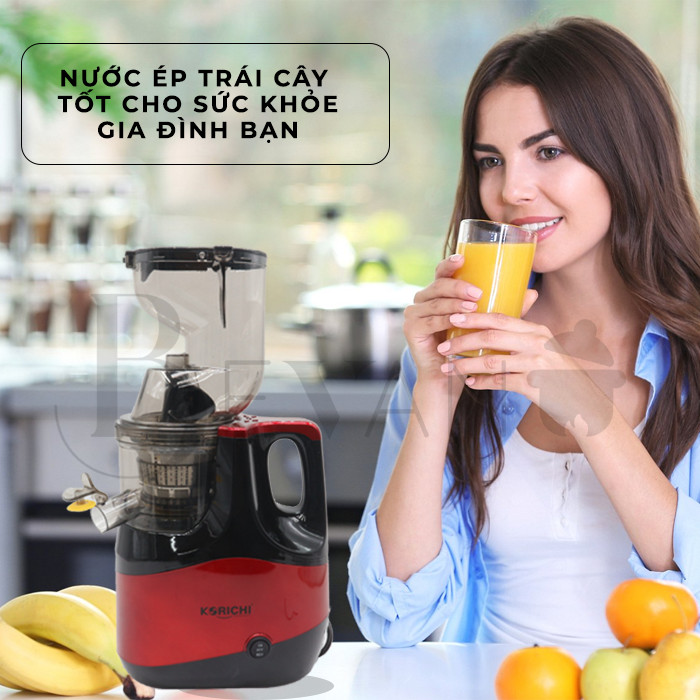 Máy ép chậm hàng chính hãng Korichi KRC – 8686 Bevano Gia Lai, Máy ép trái cây chậm "Giữ Nguyên Chất Dinh Dưỡng Và Vitamin", Thành phần không chứa BPA, Dễ dàng làm sạch, Công suất cực kỳ hiệu quả 150W, 50 vòng/phút