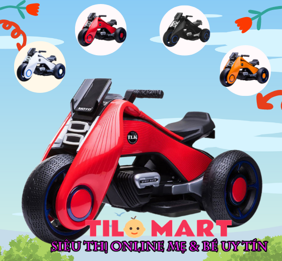 Xe máy điện trẻ em, xe moto điện cho bé TILO KIDS TLK-8888 kích thước lớn 2 động cơ, bình điện 12V có kết nối Bluetooth