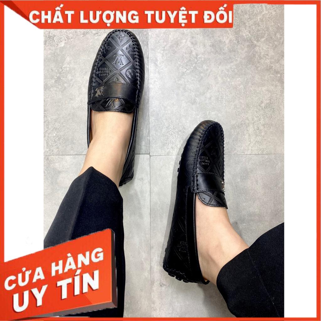 Giày Lười Cao Cấp Full Box Bill Da Bò Nguyên Miếng Rep 1:1 Đế Cao Tôn Dáng In Chữ L.V