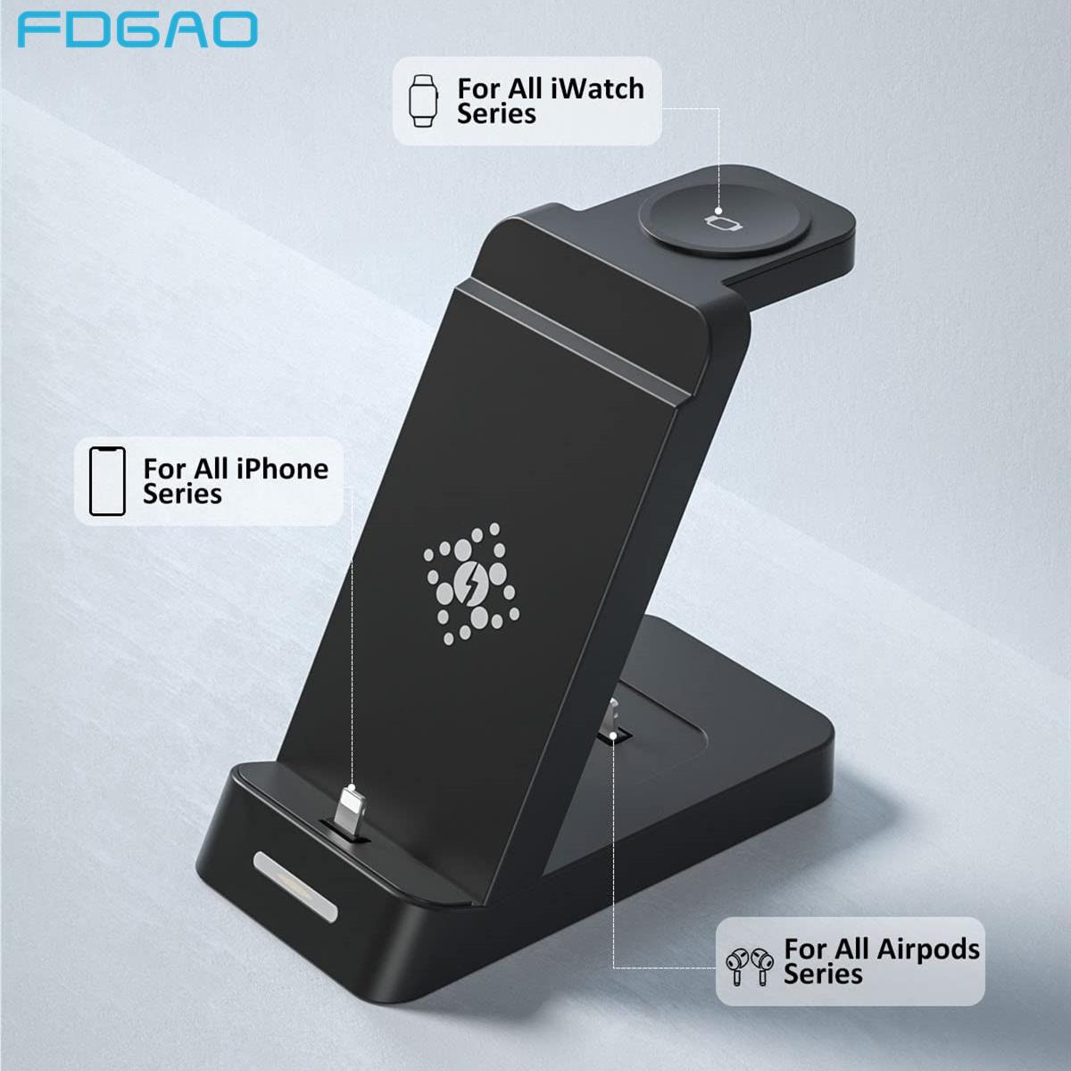 Bộ sạc không dây 3 trong 1 cho iPhone 14 13 12 Pro Max 15W Qi Fast Sạc trạm cho Apple Watch Series 8 7 Chuyên gia Bộ sạc