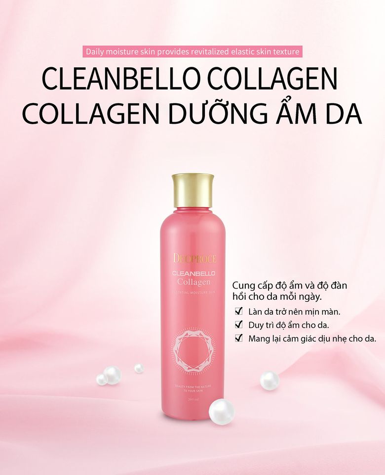 Tinh chất dưỡng ẩm da Deoproce Cleanbello Collagen Essential Moisture Skin 260ml