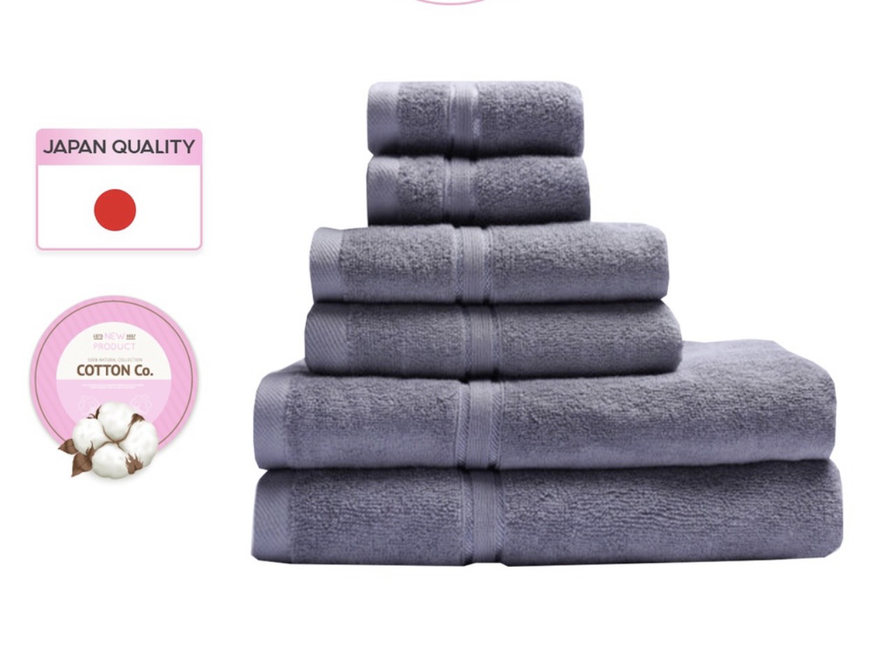 Et 6 khăn sợi modal cao cấp, 2 khăn tắm 65cm* 135cm, 2 khăn lau đầu 35 * 80cm, 2 khăn mặt 30cm * 50cm