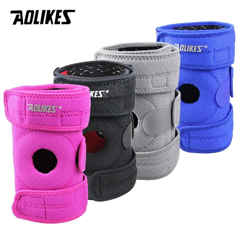 Đai quấn bảo vệ đầu gối thể thao AOLIKES A-7912 thoáng khí, Có 4 thanh trợ lực 2 bên cho gối four spring sport knee support