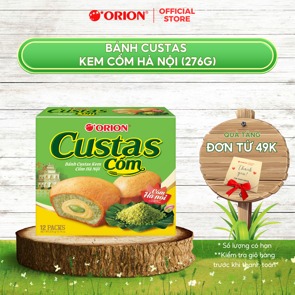 Hộp 12 gói bánh Orion CUSTAS 12P vị CỐM Hà Nội