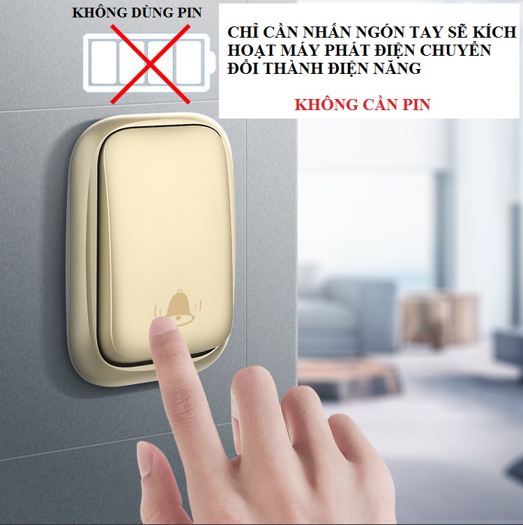 Chuông cửa không dây, không dùng pin, chống nước cao VIMOS -C8